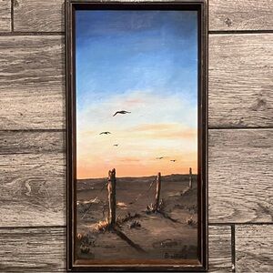 Vintage LANDSCAPE OIL PAINTING / 8x16 In. / CLAIRE BROUHARD / Mid-Century Modern